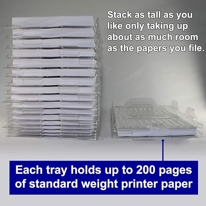 File Organizers - Letter Size, Stackable Trays for Desk - for Office Files, Mail, Documents - 12 Pack, Clear-DeskLoop Office