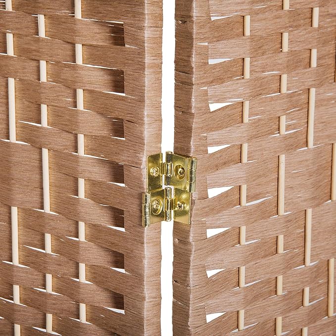 HOMCOM Room Divider, 3 Panel Folding Privacy Screen, 6FT Tall Portable Wicker Weave Partition Wall Divider for Bedroom, Home Office, Natural-DeskLoop Office