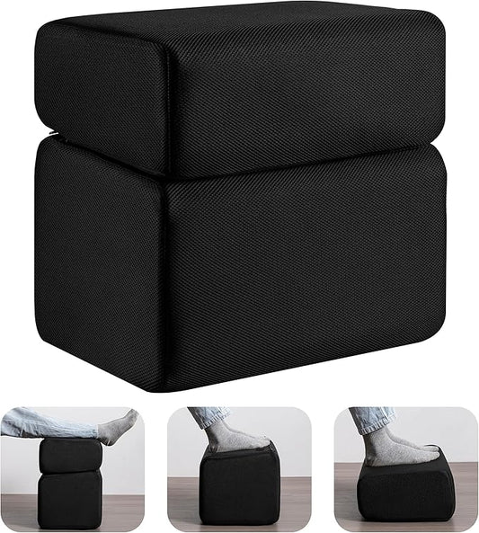 Ganondorf Foot Rest for Under Desk at Work Adjustable Foot Rest Under Desk Ergonomic Foot Stools for Under Office Desk Leg Pillow for Underdesk Footrest with Washable Cover, Mesh Black-DeskLoop Office