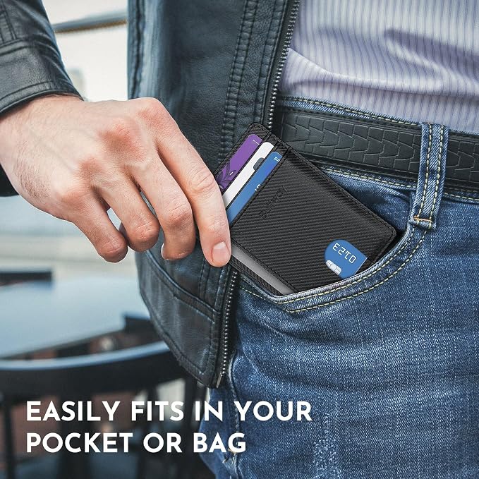 Buffway Slim Minimalist Front Pocket RFID Blocking Leather Wallets - Image 7