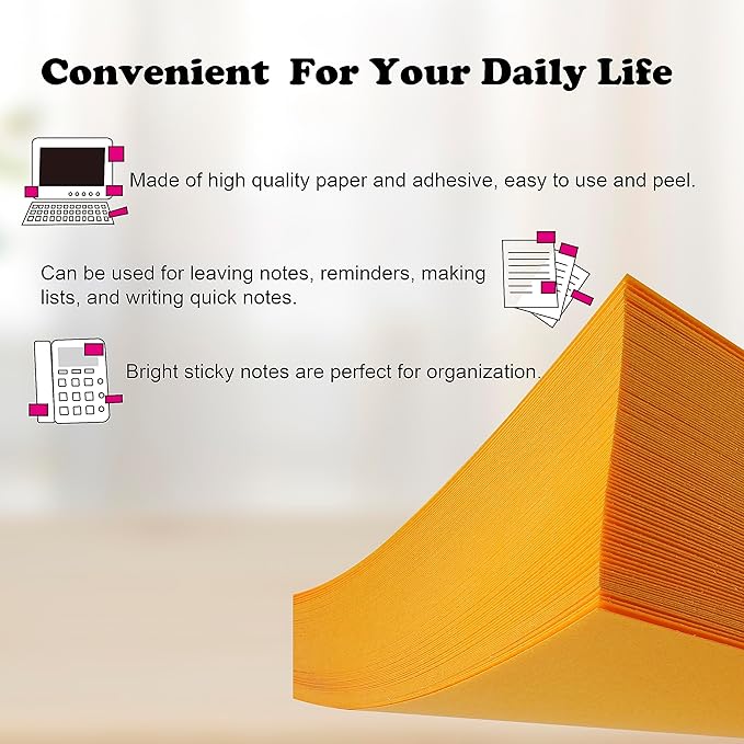 Sticky Notes 3 x 3 in, 60 Pads, 85 Sheets/Pad, 6 Bright Colors, Self-Stick Notes, Easy to Post for Home, Office, School-DeskLoop Office