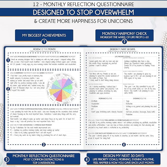 Life Planner - Undated Daily, Weekly & Monthly Planner with Budget Section | A 12 Month Journey to Increase Productivity & Happiness | Life Organizer & Gratitude Journal - Horizontal Format-DeskLoop Office