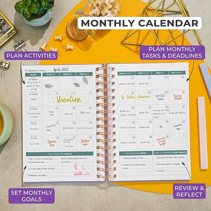 Clever Fox Planner 2nd Edition Spiral – Colorful Weekly & Monthly Goal Planner, Time Management & Productivity Organizer, Undated (Lavender)-DeskLoop Office