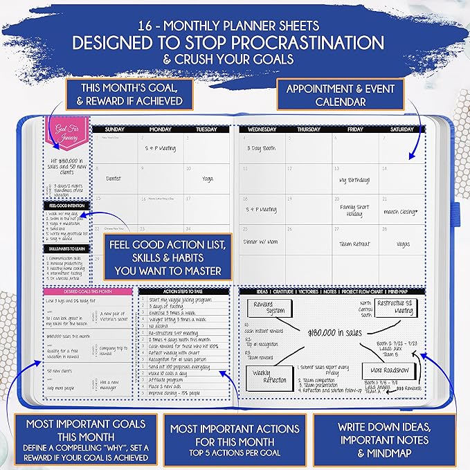 2025-2026 Planner Weekly and Monthly | 16-Month Life Planner to Increase Focus & Productivity | Reduce Overwhelm & Achieve Your Biggest Goals | Include Gift Box & Stickers | Sep 2025-Dec 2026-DeskLoop Office