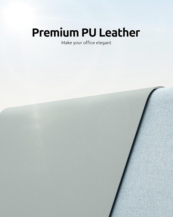 YSAGi Leather Desk Protector, Office Mat, Large Mouse Mat, Non-Slip PU Leather Blotter, Laptop Pad, Waterproof Writing Pad for Office and Home (Grayish Green, 31.5" x 15.8")-DeskLoop Office