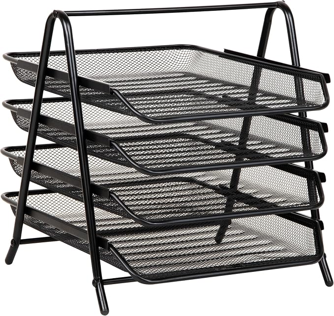 Mind Reader 4-Tier Paper Tray, Desktop Organizer, File Storage, Metal Mesh - Image 7