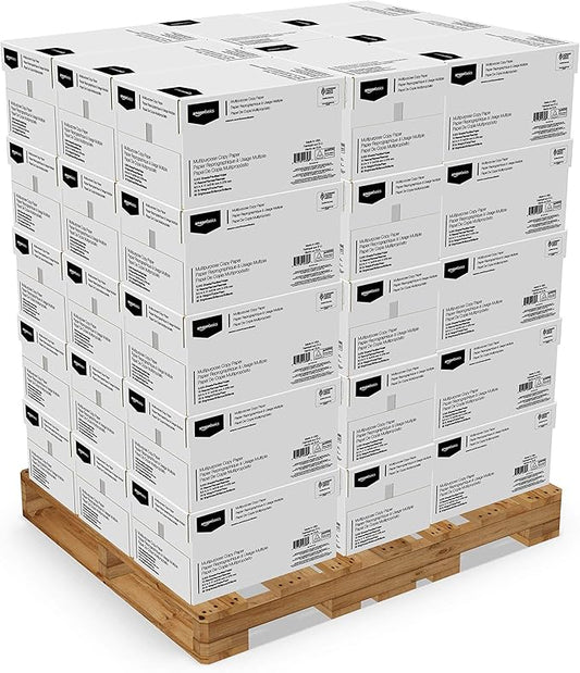Amazon Basics Multipurpose Copy Printer Paper, 8.5 x 11 Inches, 20 lb, Pallet, 400 Reams (200,000 Sheets), 92 Bright, White-DeskLoop Office
