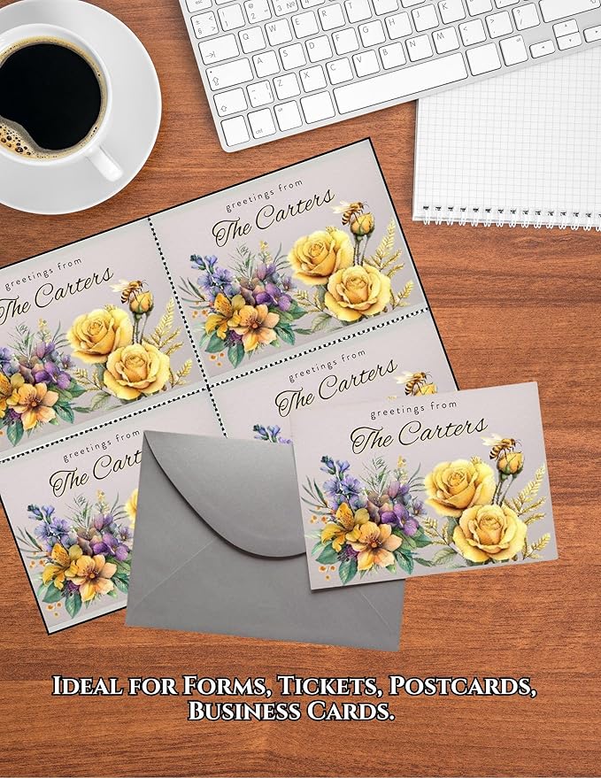 Limited Papers (TM) 8.5x11 Perforated Paper, 20/50 Pound, 75 GSM, Variety of Perforation Sizes and Colors, for Forms, Tickets, Postcards, Business Cards. (Blue, 4 up – 1 Hor. & 1 Ver.)