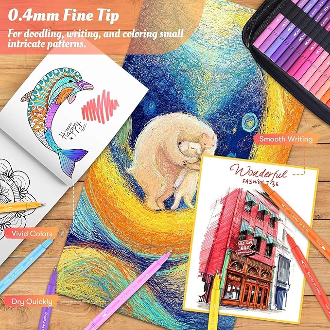 Soucolor Art Supplies for Adults Kids, 72 Colors Dual Tip Brush Fine Tip Markers, Art Kit Drawing Set with Art Case Coloring Set, Art Set for Kids, Kids Art Supplies for School, Gifts for Girls & Boys-DeskLoop Office