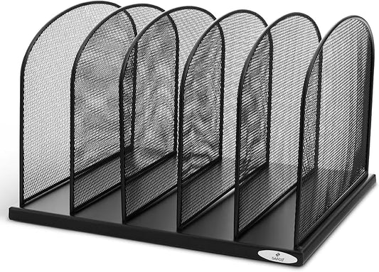 Safco Onyx Desk Organizer, 5 Tiered Vertical Compartments, Office and Classroom Mailbox , Paper and Mail Sorter, Steel Mesh, Black-DeskLoop Office