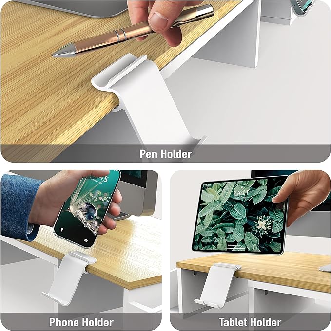 Simple Houseware Desk Dual Monitor Stand Riser with Drawer, Oak-DeskLoop Office