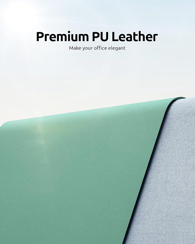 YSAGi Leather Desk Protector, Office Mat, Large Mouse Mat, Non-Slip PU Leather Blotter, Laptop Desk Mat, Waterproof Writing Pad for Office and Home (Green-Blue, 31.5" x 15.8")-DeskLoop Office