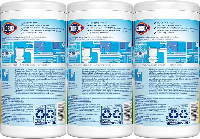 Clorox Disinfecting Wipes Value Pack, Household Essentials, Dorm Room Essentials, 75 Count, Pack of 3 (Package May Vary)-DeskLoop Office