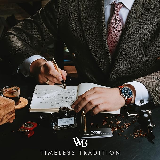 Wordsworth & Black Majesti Fountain Pen-(Gold), Luxury Case, 24K Gold Finish; 18K Gilded Medium Nib- Ink Cartridges, Refillable Ink Converter-Calligraphy Pen-Best Business Gift Set for Men & Women-DeskLoop Office