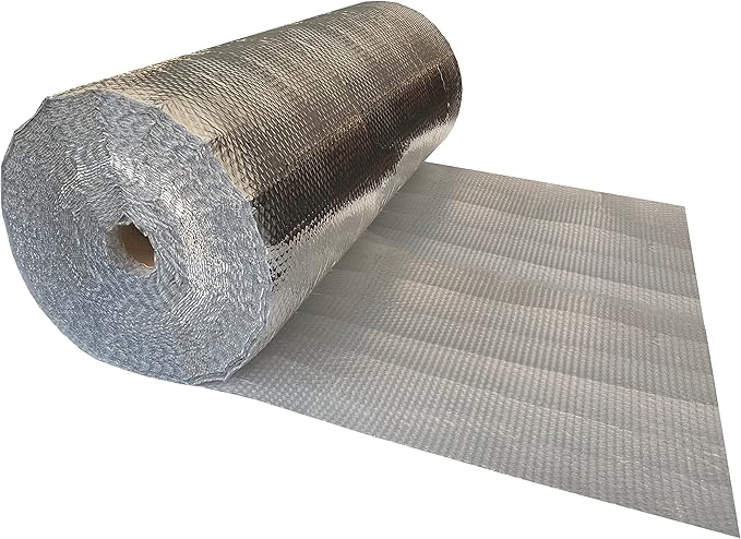 USA Reflective Insulation Bubble Roll, 48" Width x 125' Length, Bubble Pack, Colder Climates, One-Sided Thermal Bubble Roll, Radiant Barrier Bubble Wrap-DeskLoop Office