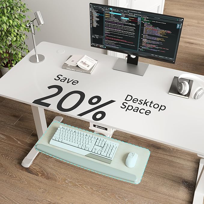 EUREKA ERGONOMIC Keyboard Tray Height Adjustable, Swivel Tilt Computer Keyboard Drawer Under Desk, 25x9.13'' Sliding Keyboard & Mouse Platform with Mouse Pad for Typing, Maple-DeskLoop Office