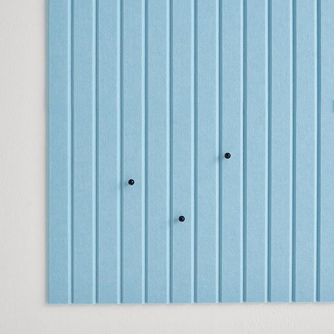 Large Cork Boards for Walls Black Felt Alternative - Slat Wall Paneling, Bulletin Board Tiles for Home Decor, Push Pin Corkboard Organizer for Office, Classroom-12-Pack Panel Kit (Baby Blue)-DeskLoop Office
