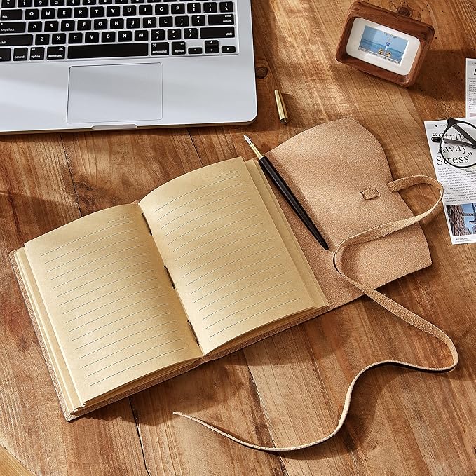 Leather Journal Notebook - Genuine Leather Journals for Writing 5x7.1 Inches, Vintage Journal for Women and Men, Artist,Travel Journal,Brown