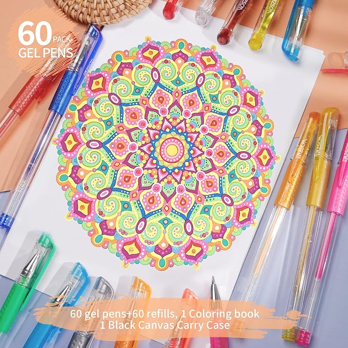 120 Pack Glitter Gel Pens Set, ZSCM 60 Colors Glitter Pens - Image 5