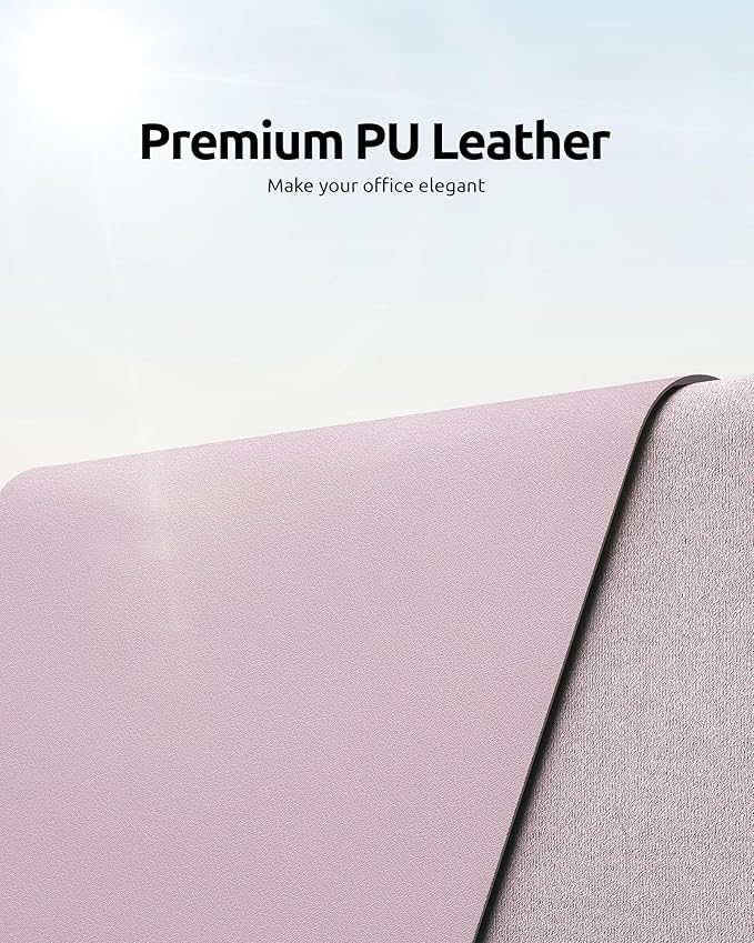 YSAGi Leather Desk Protector, Office Mat, Large Mouse Mat, Non-Slip PU Leather Blotter, Laptop Desk Mat, Waterproof Writing Pad for Office and Home (Grayish Lavender, 31.5" x 15.8")-DeskLoop Office