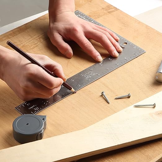 Mr. Pen- Framing Square, 8 x 12 Inch, Silver, Right Angle Ruler, L Shape Ruler, Metal Square-DeskLoop Office