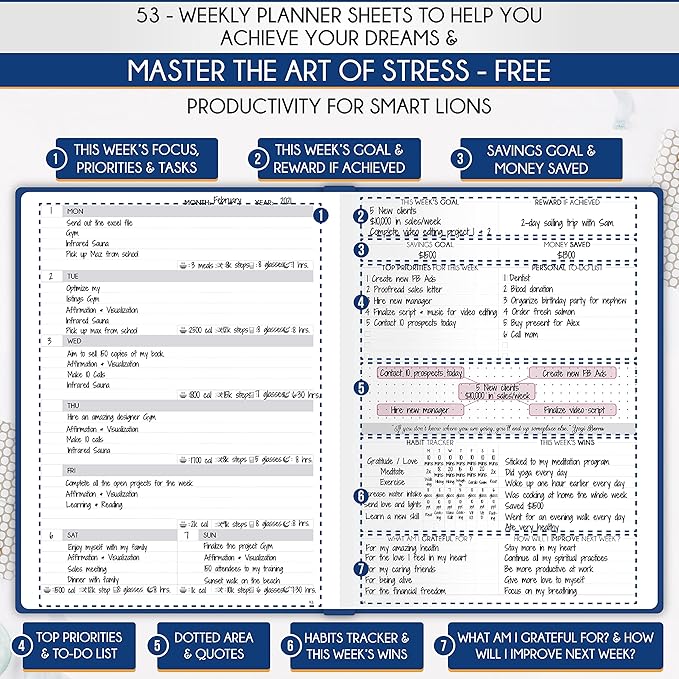 Life Planner - Undated Daily, Weekly & Monthly Planner with Budget Section | A 12 Month Journey to Increase Productivity & Happiness | Life Organizer & Gratitude Journal - Horizontal Format-DeskLoop Office