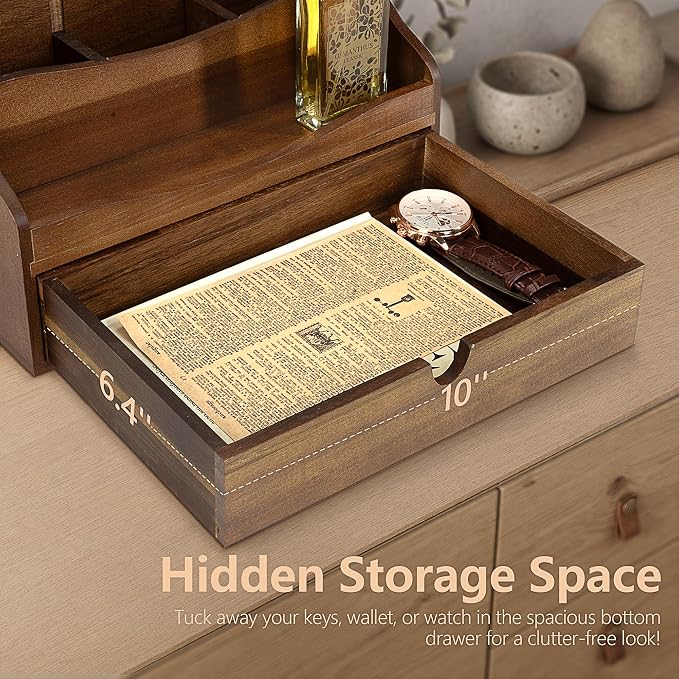 Rebee Vision Acacia Wood Mail Organizer - Image 6