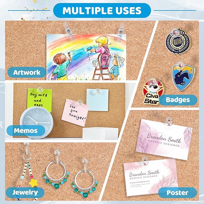 240Pcs Clear Thumb Tacks,5 Style Thumbtacks, Clear Plastic Push Pins for Cork Board, Bulletin Boards, Wall-DeskLoop Office