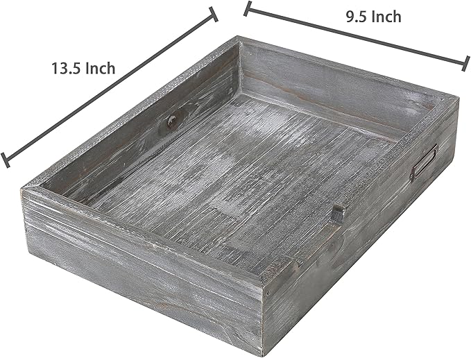 Set of 2 Ash Gray Wood Office Desktop Document Letter Paper Trays, Stackable Decorative Multipurpose File Organizer-DeskLoop Office