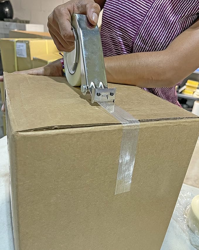 WOD Excell ET-166 Heavy Duty Metal Frame Filament Strapping Tape Dispenser: Fits 1 inch Wide, Chrome-DeskLoop Office