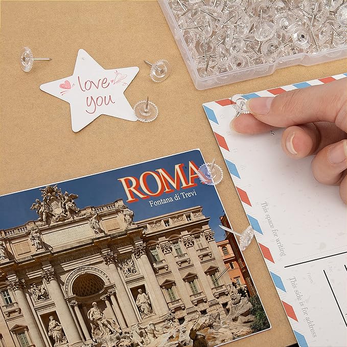 150PCS Clear Thumb Tacks - Standard Push Pins With Steel Points and Transparent Plastic Heads for Bulletin Boards, Crafts, and Office Organization-DeskLoop Office