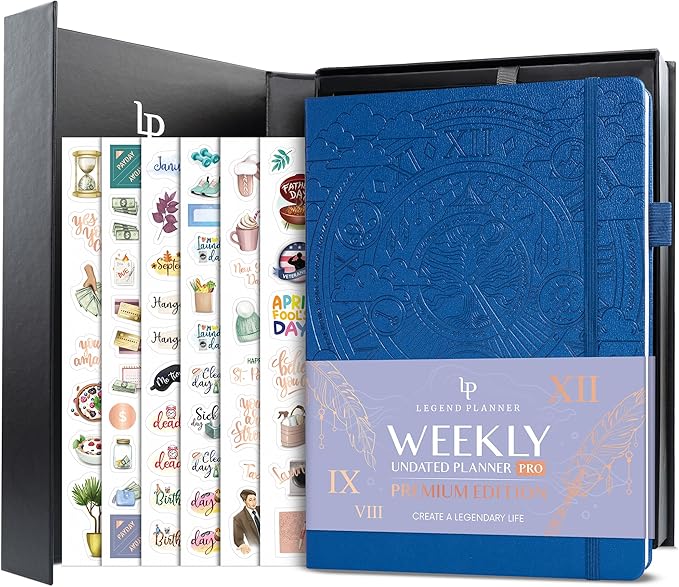 Legend Planner PRO Premium – Large Undated Weekly, Monthly & Budget Planner with Habit Tracker – Life Organizer for Time & Task Management, Goal Setting & Productivity – A4 size (Mystic Blue)-DeskLoop Office