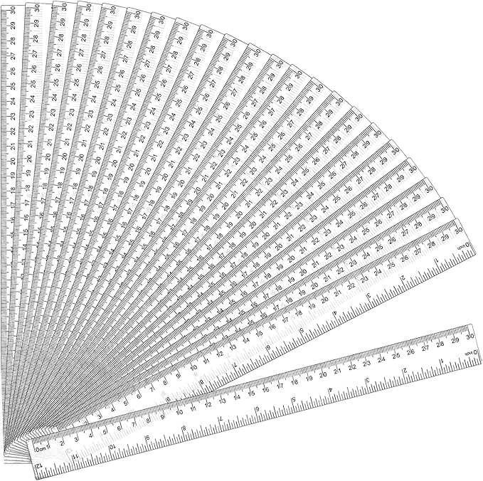 32 Pack Clear Plastic Ruler 12 Inch, Rulers Bulk for Classroom, Transparent Ruler with Centimeters and Inches, Metric Rulers for Kids, Ideal Back to School Office Home Supplies-DeskLoop Office