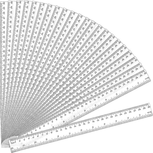 32 Pack Clear Plastic Ruler 12 Inch, Rulers Bulk for Classroom, Transparent Ruler with Centimeters and Inches, Metric Rulers for Kids, Ideal Back to School Office Home Supplies-DeskLoop Office