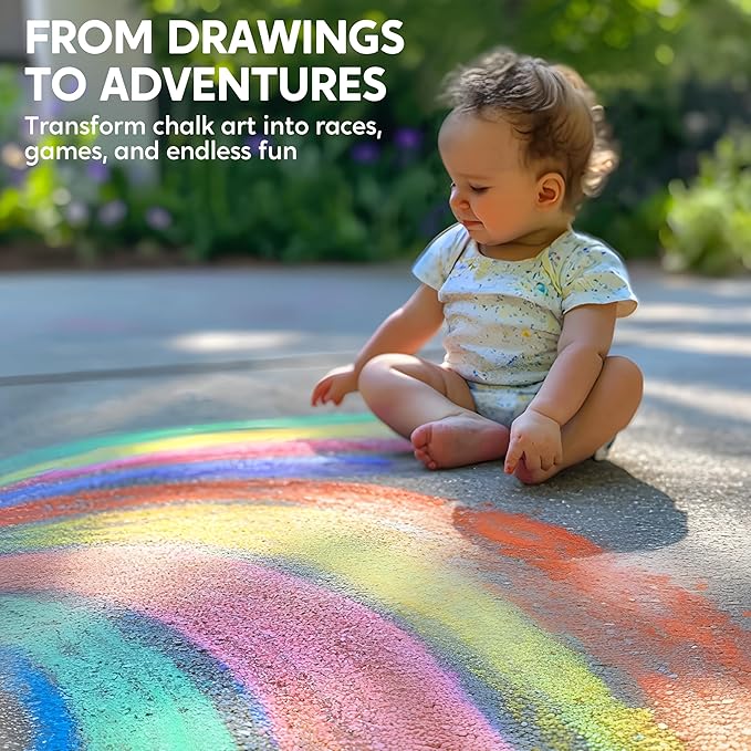 JOYIN 6 PCS Jumbo Sidewalk Chalk with 6 Colors, Washable Sidewalk Chalk for Kids, Non-Toxic Art Supplies, Outdoor Games, Playground Accessories-DeskLoop Office