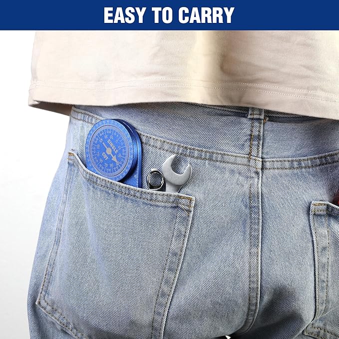 WORKPRO Aluminum Miter Saw Protractor, 7.3 Inch Angle Finder Featuring Precision Laser Engraved Scales for Inside and Outside Corner, Carpenters, Plumbers and All Building Trades, 360° Rotation, Blue-DeskLoop Office