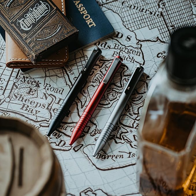 Everyman Grafton Mini Twist Refillable 0.7mm Ball Point Pen Gunmetal | Sleek Anodized Aluminum Pocket Pen with Grooved Grip | Smooth Writing EDC Ink Pen for Office, Travel, Work & Gifting-DeskLoop Office