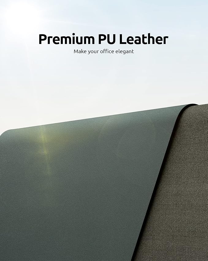 YSAGi Leather Desk Protector, Office Mat, Large Mouse Mat, Non-Slip PU Leather Blotter, Laptop Desk Pad, Waterproof Writing Pad for Office and Home (Dark Green, 35.4" x 17")-DeskLoop Office