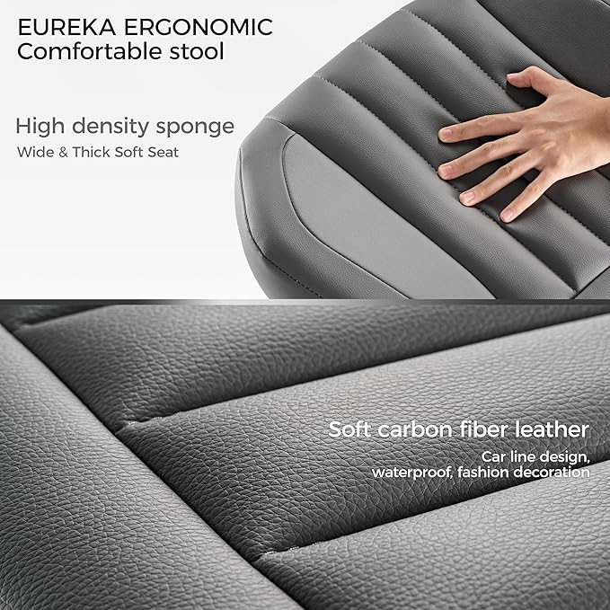 EUREKA ERGONOMIC Height Adjustable Foot Stool,19x18'' Large Seat Under Desk Footrest,Swivel Rolling Chair W Sturdy Wheels,Ottoman Stool Simple Meeting Chair for Home Office,Grey-DeskLoop Office