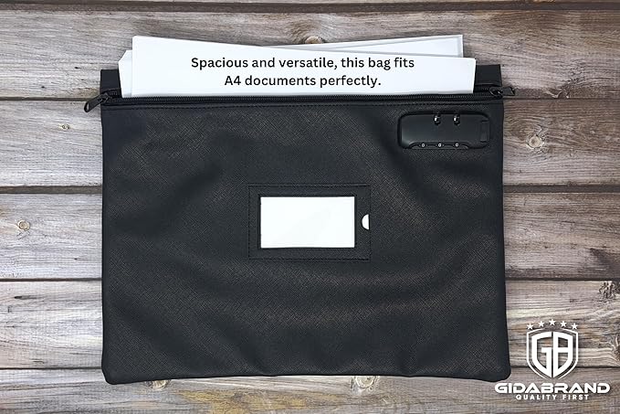 Notary Bag with Lock | 14x11 inch | Black | Zipper Notary Supplies Bag | Locking Notary Bag for Notary Kit, Stamp, Embosser, Ink Pad, and Valuables | Locking Document Bag | Journal Carrying Case-DeskLoop Office
