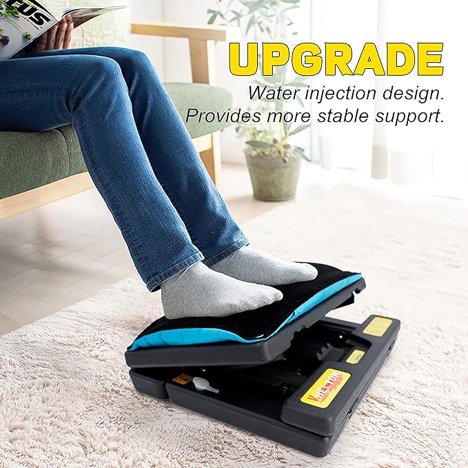 Footrest for Under Desk, Height Adjustable Footrest with Massage Roller and Thick Cushion, Foldable Ergonomic Foot Rest for Car, Office, Home, Train-DeskLoop Office