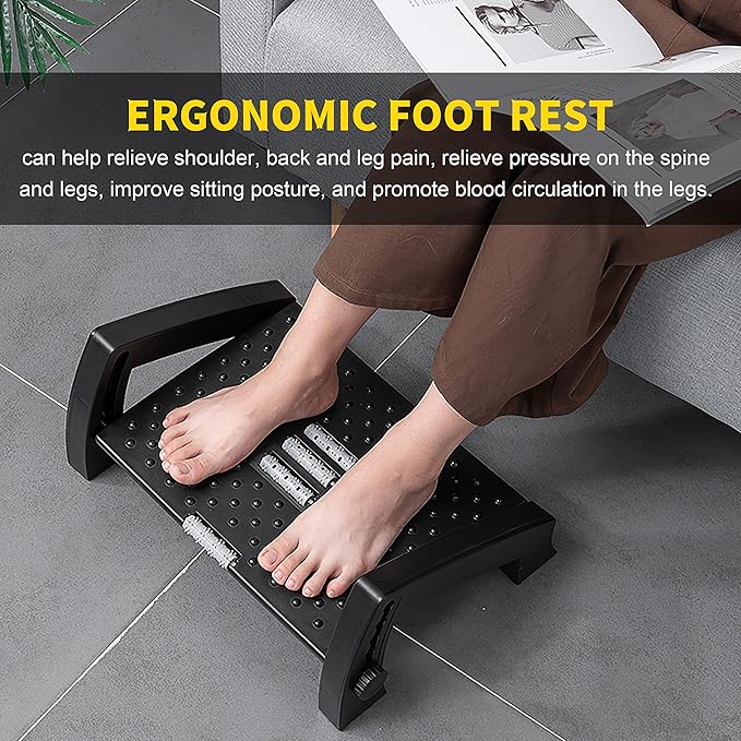 Foot Rest for Under Desk, Foot Stool with Removable Memory Foam Cushion, Leg Rest for Office & Home Work (JDTJ-RD)-DeskLoop Office