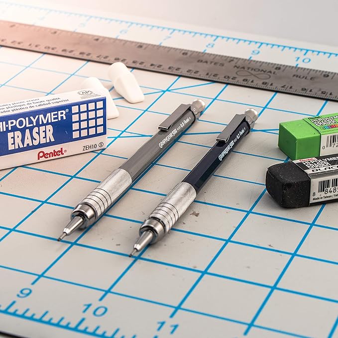 Pentel GraphGear 500 Mechanical Drafting Pencil, (0.5mm), Fine Line, Black Barrel, Pack of 4 (PG525BP4A)