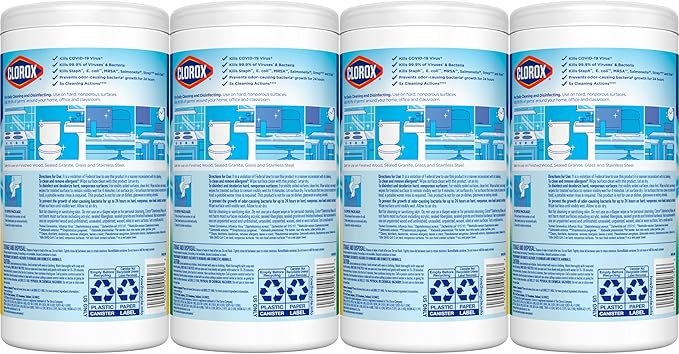 Clorox Disinfecting Wipes Value Pack, Bleach Free Cleaning Wipes, Dorm Room Essentials, 75 Count Each, Pack of 4-DeskLoop Office