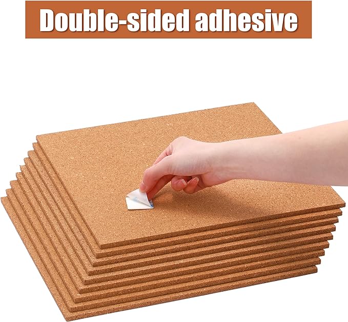 SUNGIFT Cork Boards for Walls - 12" x 12" Corkboard Squares, 1/2" Thick Cork Board Tiles, 6 Pack Wall Bulletin Board with 50 Push Pins for Office, Home Decor-DeskLoop Office