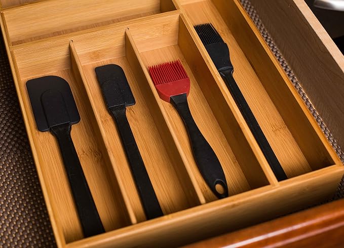 BIRDROCK HOME 2 pc Bamboo Drawer Organizer - Image 6