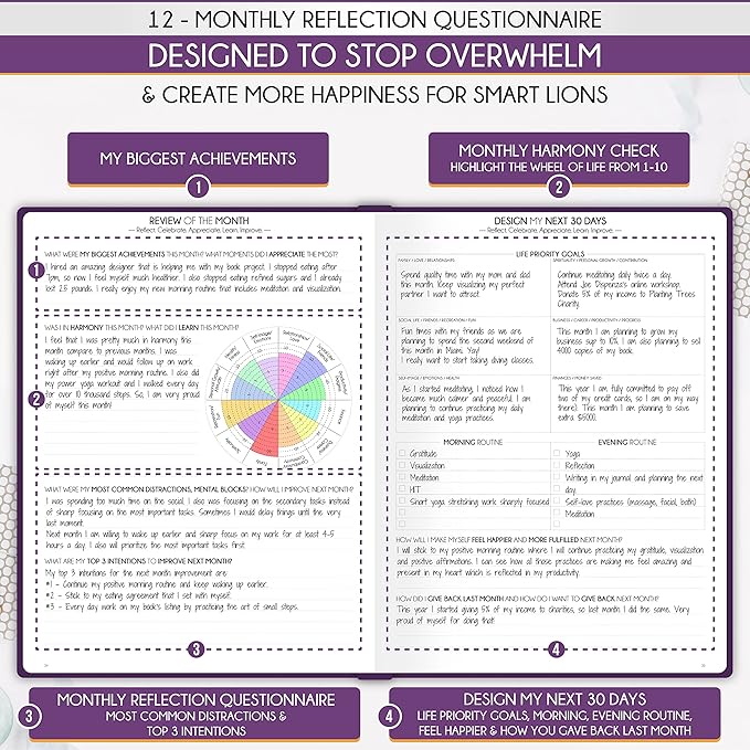 Life Planner - Undated Daily, Weekly & Monthly Planner with Budget Section | A 12 Month Journey to Increase Productivity & Happiness | Life Organizer & Gratitude Journal - Horizontal Format-DeskLoop Office