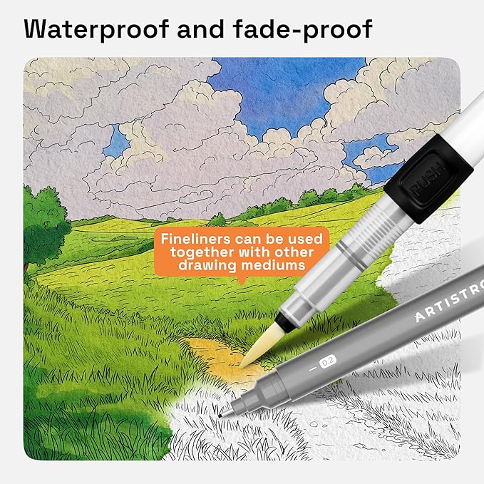ARTISTRO Set of 2 Fineliner Pens, Black Micro Pens for Drawing, Waterproof Archival Ink, Ultra Fine Tip Pen for Illustration, Technical Pen, Sketching, Writing, Drawing, Journaling, Pair of Fine Tip-DeskLoop Office