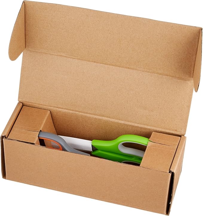 Amazon Basics Stainless Steel Scissors for Office, Crafts, Multipurpose, Sharp, Comfort Grip, PVD Coated, 2 Pack, Green and Grey-DeskLoop Office