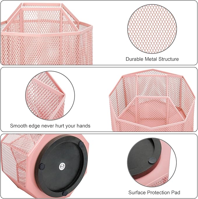 Exerz Desk Organiser/Mesh Desk Tidy Candy/Pen Holder/Multifunctional Organiser 360 Rotating-DeskLoop Office